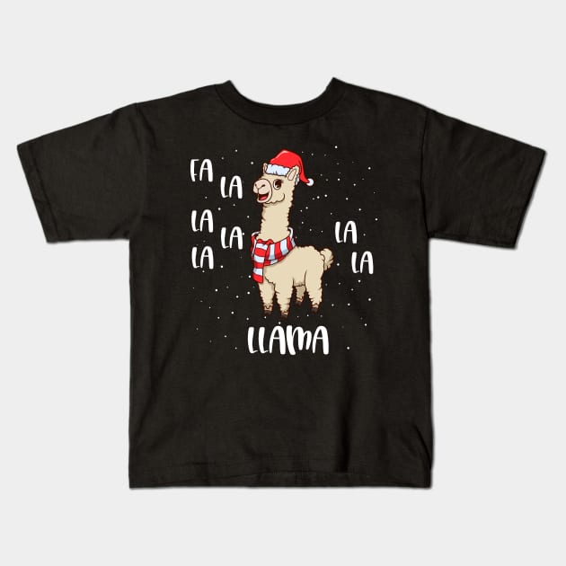 Christmas llama - Fa La La Llama Kids T-Shirt by Modern Medieval Design